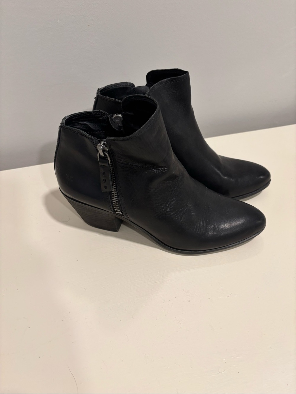 Frye Black Leather Judith Ankle Booties